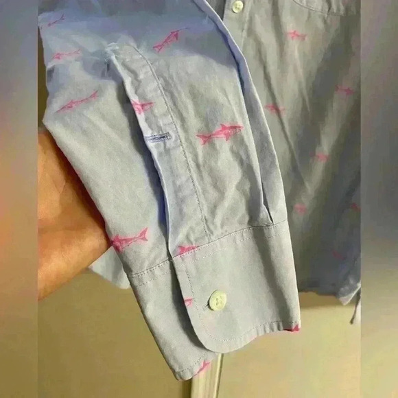 Bonobos tailored slim fit men button front shirt long sleeves shark print Large - Picture 4 of 7